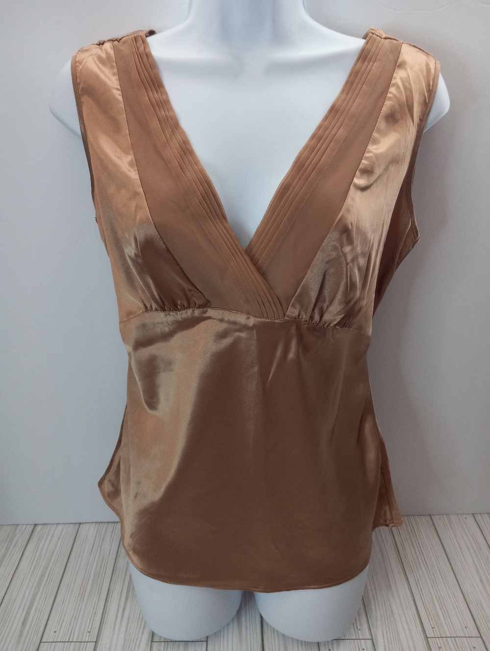 Y2K Gold Satin Vneck Sweetheart Top By George